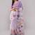 Purple pure linen printed saree with blouse