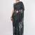Charcoal pure linen printed saree with blouse