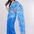 Blue pure linen printed saree with blouse