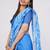 Blue pure linen printed saree with blouse