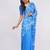 Blue pure linen printed saree with blouse