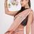 Peach pure linen printed saree with blouse