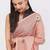 Peach pure linen printed saree with blouse