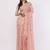 Peach pure linen printed saree with blouse