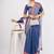 Blue pure linen striped saree with blouse