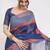 Blue pure linen striped saree with blouse