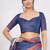 Blue pure linen striped saree with blouse