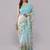 Blue pure linen printed saree with blouse