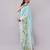 Blue pure linen printed saree with blouse