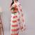 White pure linen printed saree with blouse