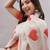 White pure linen printed saree with blouse