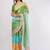 Multicolor pure linen colourblocked saree with blouse