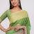Multicolor pure linen colourblocked saree with blouse