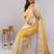 Yellow pure linen dyed saree with blouse