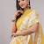 Yellow pure linen dyed saree with blouse