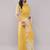 Yellow pure linen dyed saree with blouse