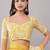 Yellow pure linen dyed saree with blouse