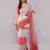Off white pure linen striped saree with blouse