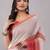 Off white pure linen striped saree with blouse