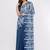 Navy blue pure linen printed saree with blouse