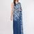 Navy blue pure linen printed saree with blouse