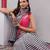 Multicolor pure linen striped saree with blouse