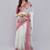 White georgette printed saree with blouse