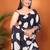 Navy blue georgette printed saree with blouse