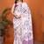 White pure linen printed saree with blouse