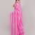 Pink pure linen printed saree with blouse