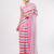 Multicolor pure linen striped saree with blouse