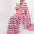 Multicolor pure linen striped saree with blouse