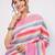 Multicolor pure linen striped saree with blouse
