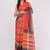 Red pure linen striped saree with blouse