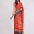 Red pure linen striped saree with blouse