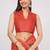 Red pure linen striped saree with blouse