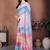 Multicolor pure linen striped saree with blouse