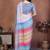 Multicolor pure linen striped saree with blouse