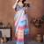 Multicolor pure linen striped saree with blouse
