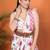 White pure linen printed saree with blouse
