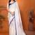 Off white pure linen printed saree with blouse