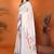 Off white pure linen printed saree with blouse