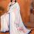 Off white pure linen printed saree with blouse