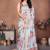 Blue pure linen printed saree with blouse