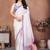 White pure linen printed saree with blouse