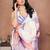 White pure linen printed saree with blouse