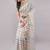 White pure linen woven design saree with blouse