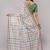 White pure linen woven design saree with blouse
