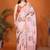 Pink pure linen printed saree with blouse