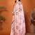 Pink pure linen printed saree with blouse